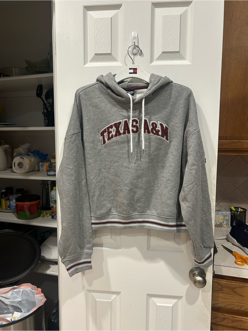 Colosseum Gray Crewneck Hoodie with Maroon Texas A&M Arch Logo